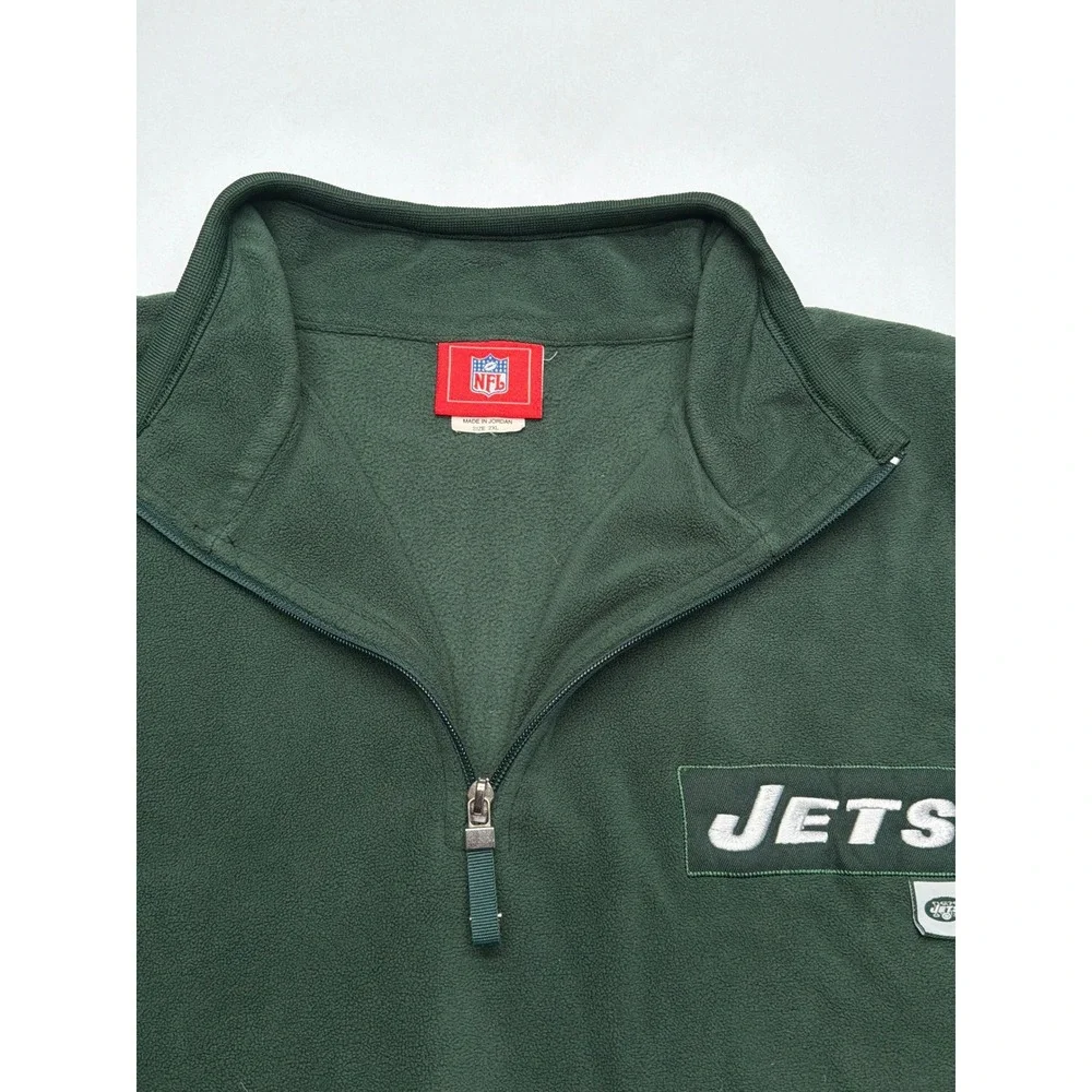 NFL New York Jets Fleece Quarter Zip Pullover Men's 2XL Green‎ White